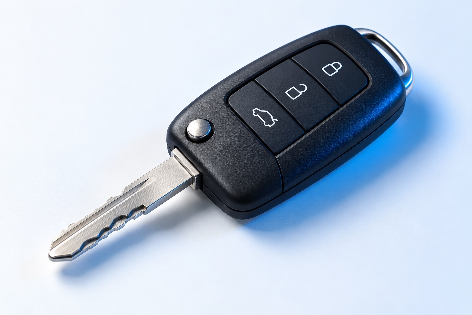 Illustrative studio study of a generic car key and remote fob